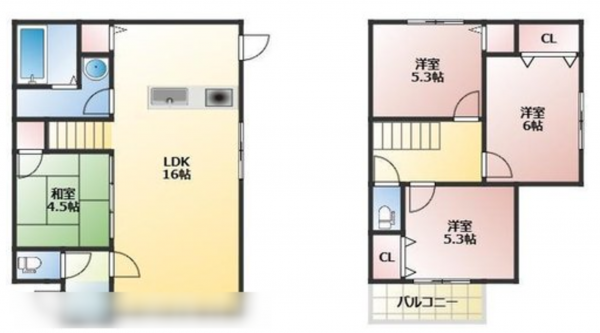宮崎市吉村町、中古一戸建ての間取り画像です