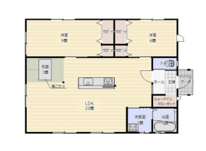 宮崎市中西町、新築一戸建ての間取り画像です