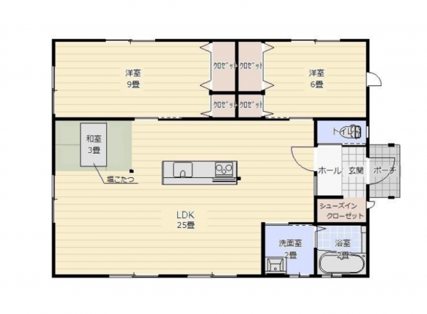 宮崎市中西町、新築一戸建ての間取り画像です
