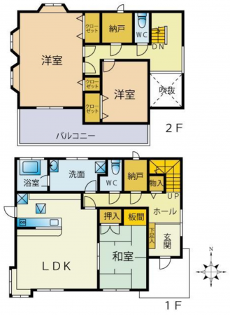 宮崎市大字恒久、中古一戸建ての間取り画像です