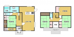 宮崎市高岡町、中古一戸建ての間取り画像です