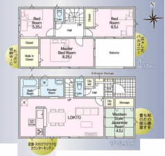 宮崎市大字熊野、新築一戸建ての間取り画像です