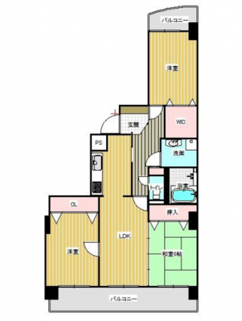 宮崎市城ケ崎、マンションの間取り画像です