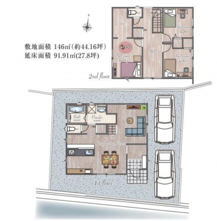 宮崎市曽師町、新築一戸建ての間取り画像です