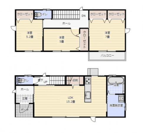 宮崎市佐土原町、新築一戸建ての間取り画像です