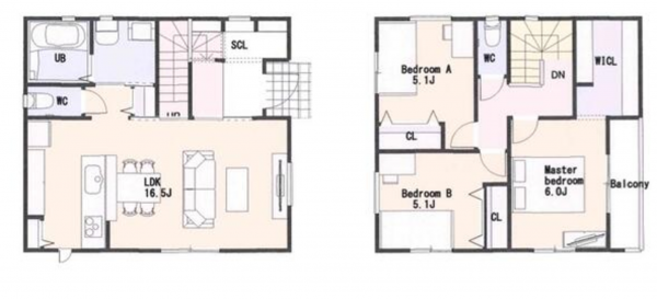宮崎市大塚町、新築一戸建ての間取り画像です