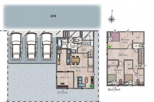 宮崎市大字本郷南方、新築一戸建ての間取り画像です
