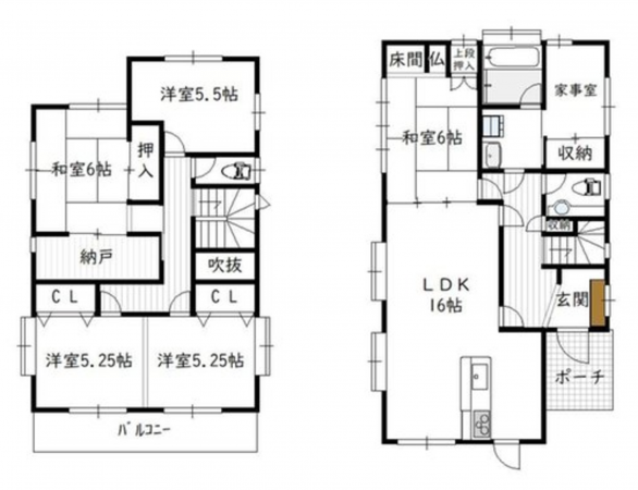 宮崎市下北方町、中古一戸建ての間取り画像です