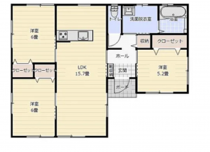 宮崎市大字新名爪、新築一戸建ての間取り画像です