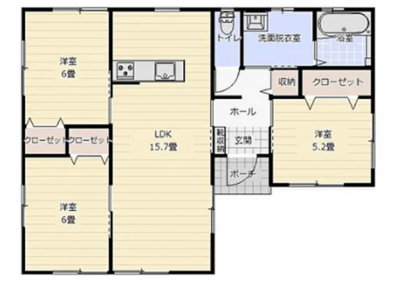 宮崎市大字新名爪、新築一戸建ての間取り画像です