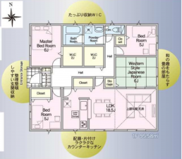 宮崎市大字恒久、新築一戸建ての間取り画像です