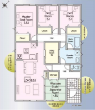 宮崎市田野町、新築一戸建ての間取り画像です
