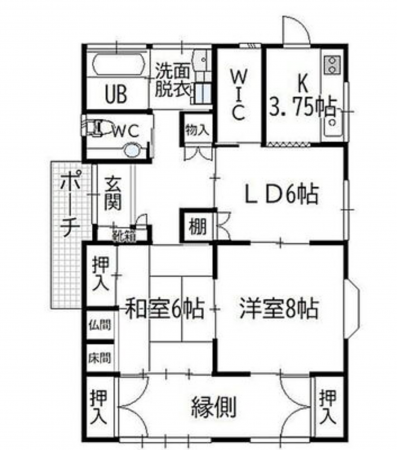 宮崎市吉村町、中古一戸建ての間取り画像です