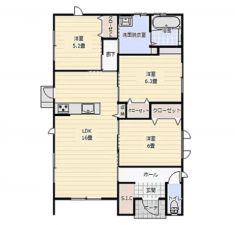 宮崎市高岡町、新築一戸建ての間取り画像です
