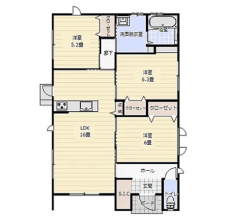 宮崎市高岡町、新築一戸建ての間取り画像です