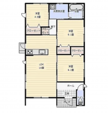 宮崎市高岡町、新築一戸建ての間取り画像です