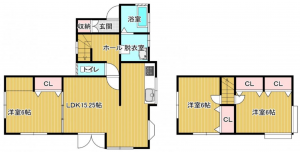 宮崎市清武町、中古一戸建ての間取り画像です