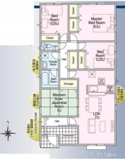 宮崎市大王町、新築一戸建ての間取り画像です