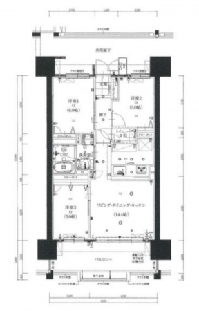 宮崎市吾妻町、マンションの間取り画像です