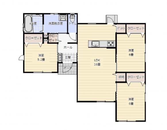 宮崎市田野町、新築一戸建ての間取り画像です
