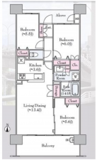 宮崎市松山、マンションの間取り画像です
