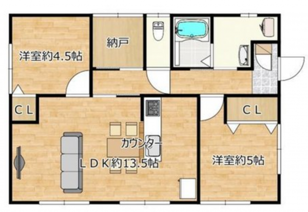 宮崎市江南、中古一戸建ての間取り画像です