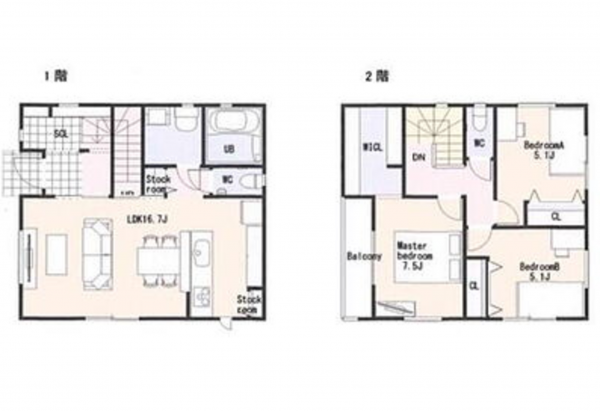 宮崎市大字恒久、中古一戸建ての間取り画像です