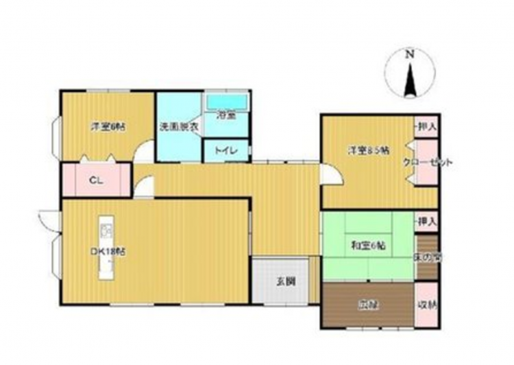 宮崎市田野町、中古一戸建ての間取り画像です