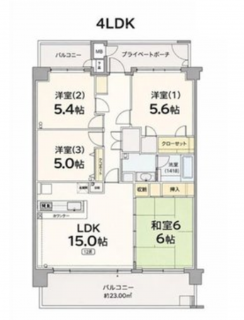 宮崎市大字恒久、マンションの間取り画像です