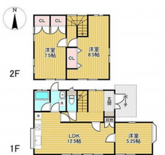宮崎市恒久、中古一戸建ての間取り画像です