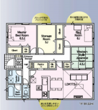 宮崎市大字本郷南方、新築一戸建ての間取り画像です
