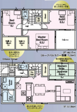 宮崎市大字本郷南方、新築一戸建ての間取り画像です