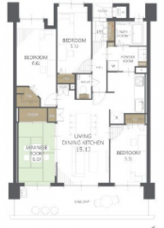 宮崎市橘通東、マンションの間取り画像です