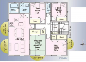 宮崎市大字本郷南方、新築一戸建ての間取り画像です