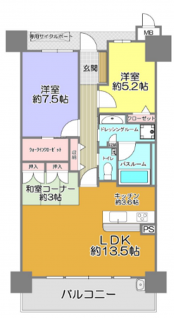 宮崎市丸山、マンションの間取り画像です