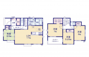 宮崎市稗原町、新築一戸建ての間取り画像です