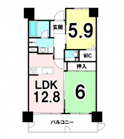 宮崎市鶴島、マンションの間取り画像です