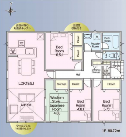 宮崎市田野町、新築一戸建ての間取り画像です