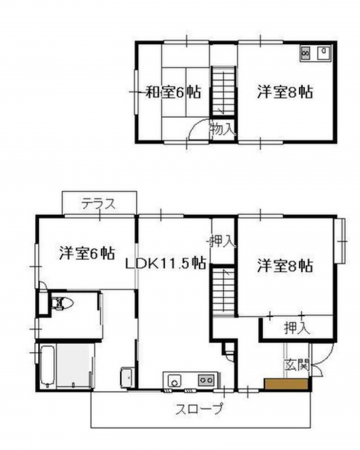 宮崎市丸山、中古一戸建ての間取り画像です
