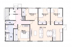 宮崎市佐土原町、新築一戸建ての間取り画像です