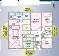 宮崎市大字金崎、新築一戸建ての間取り画像です