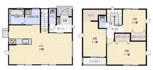 宮崎市佐土原町、新築一戸建ての間取り画像です