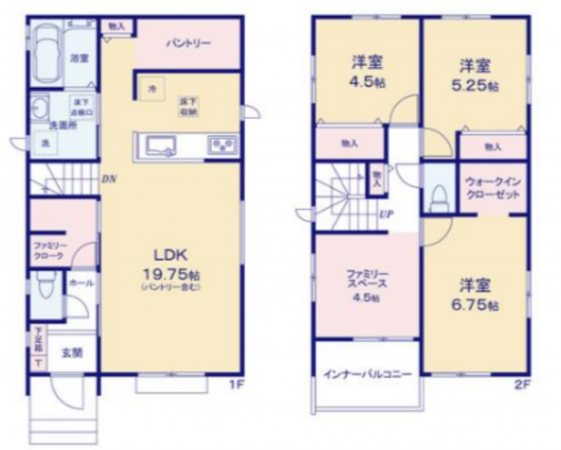 宮崎市月見ケ丘、新築一戸建ての間取り画像です