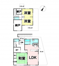 宮崎市下北方町、中古一戸建ての間取り画像です