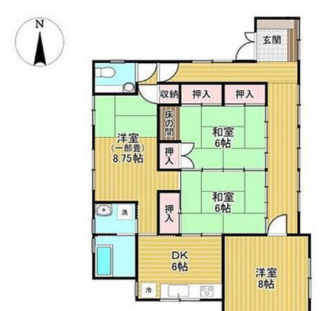 宮崎市千草町、中古一戸建ての間取り画像です