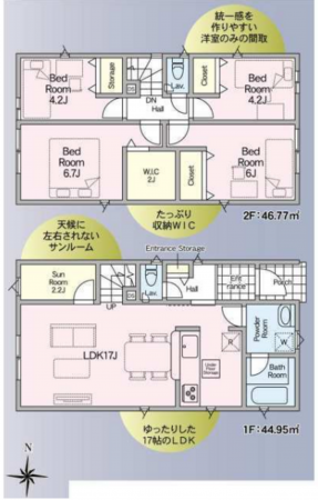 宮崎市宮崎駅東、新築一戸建ての間取り画像です