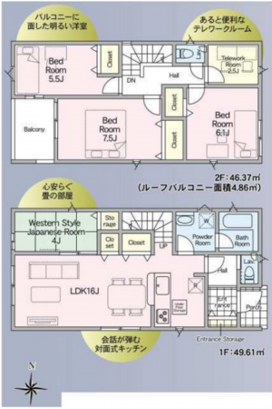 宮崎市宮崎駅東、新築一戸建ての間取り画像です