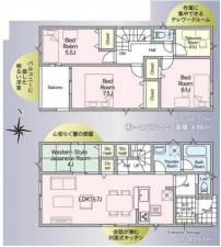 宮崎市宮崎駅東、新築一戸建ての間取り画像です