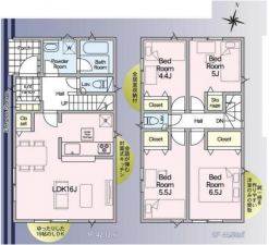 宮崎市吉村町、新築一戸建ての間取り画像です