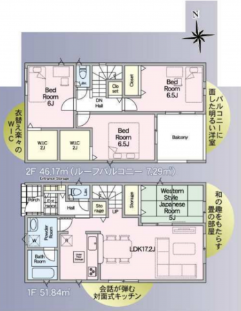 宮崎市大字小松、新築一戸建ての間取り画像です